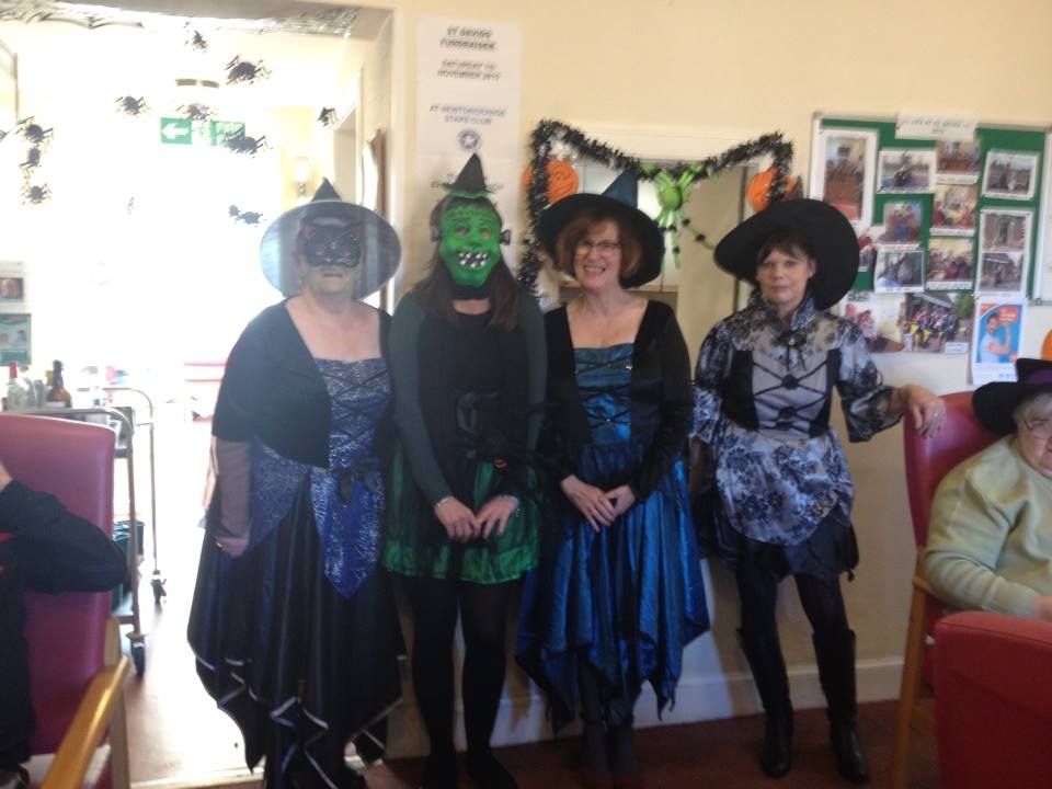 Four women from St David's Bradbury Day Centre in Edinburgh dressed in Halloween costumes