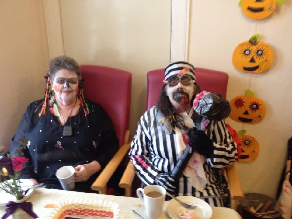 Elderly from St David's Bradbury Day Centre in Edinburgh dressed in Halloween costumes